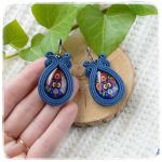 Kolczyki sutasz soutache Folk granatowe blue - Folklor