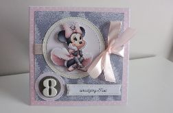 Kartka na urodziny z myszką Minnie - personalizacja
