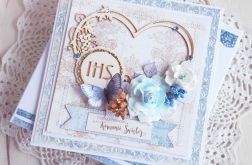 Kartka komunijna z sercem w pudełeczku GOTOWA