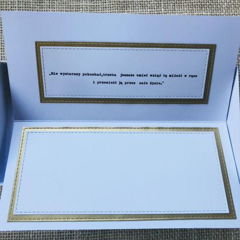 033,Kartka na ślub w szczęśliwą podróż w złocie.