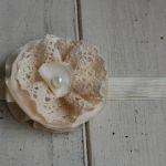 Retro opaska niemowlęca - Kremowa satyna z koronką - 