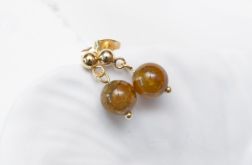 Klasyczne kolczyki pozłacane z agatem.