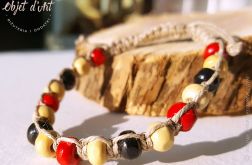Bransoletka Naturalny Len 1xDrewno Koralowiec