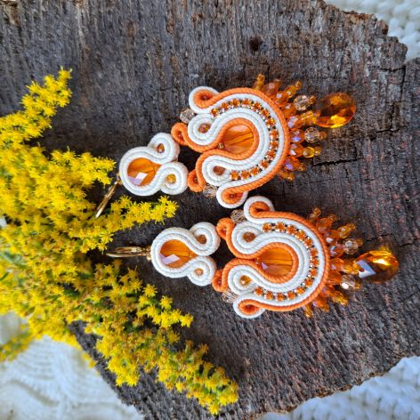 Kolczyki sutasz soutache Shine Orange
