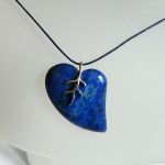 Lapis lazuli, srebro, asymetryczne serce, wis - 