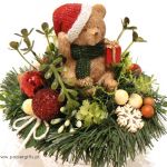 Stroik dekoracja Boże Narodzenie Miś z prezentem - Stroik na święta