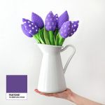 TULIPANY, fioletowy bawełniany bukiet - bawełniane fioletowe tulipany