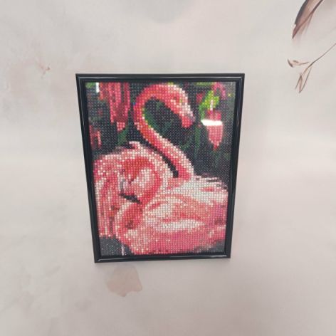 Obrazek diamentowy 15x20cm FLAMINGI