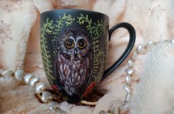Ręcznie malowana sówka i runo leśne kubek 400 ml.
