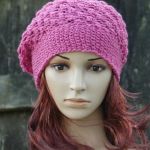 Różowa czapka beret - 