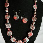 Howlit kwiatowy, piękny naszyjnik i kolczyki w srebrze, zestaw biżuterii - 