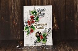 Wesołych Świąt - szopka z ostrokrzewem