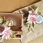 115,kartka na ślub w stylu rustykalnym z torebką - 