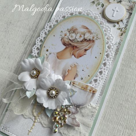 Kartka na Komunię ręcznie robiona