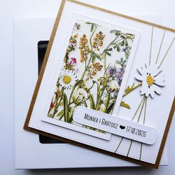 Kartka na ślub ze stokrotkami rustykalna 