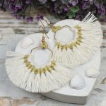 Duże, lekkie kolczyki w stylu boho - duże kremowe kolczyki boho