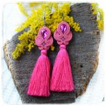 Kolczyki sutasz soutache Fuksja różowe chwost - Pink