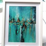 Prezent na ślub - abstrakcja - złoty i turkusowy - Passe partout