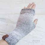 Cieniowane szare mitenki z wełną - 