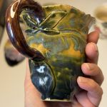 Ręcznie robiony baśniowy kubek, leśna filiżanka z liściami w stylu fairy - tył