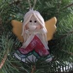 świąteczne sukienki - aniołki z masy solnej, dekoracja, prezent - 