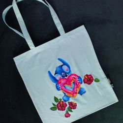 ręcznie malowana torba miejska zakupowa STICH