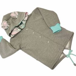 Bluza z kapturem i uszami r.104 szarość, mięta
