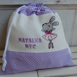 Worek na kapcie/strój "Mysia Baletnisia w kropeczkach" - rezerwacja dla pani Moniki