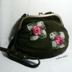 Zielona torebka z różami - teofano atelier, torba