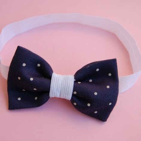 Opaska niemowlęca - Granatowa w kropeczki