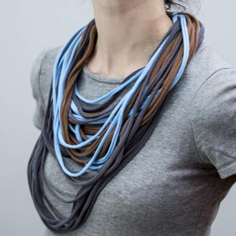 Zamotka, dzianinowy naszyjnik, makaronowy szal