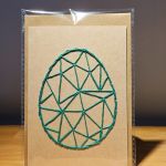 Kartka Wielkanocna - ręcznie haftowana - Pisanka zielona - Pisanka zielona