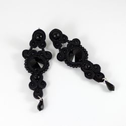 Kolczyki "BLACK ORCHIDS" z sutaszu