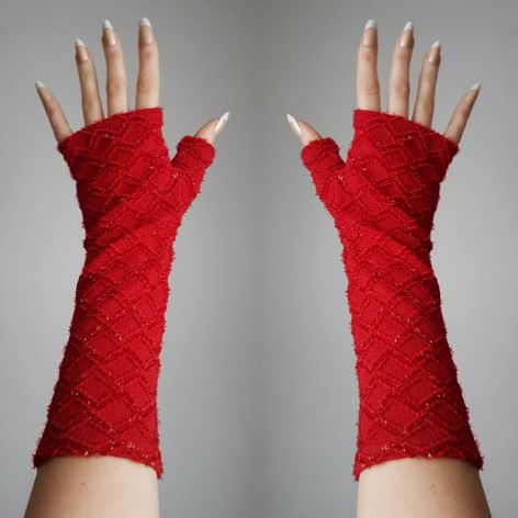 Rękawiczki czerwone brokatowe Walentynkowe Love