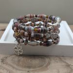 Bransoletka Boho z Papierowych Koralików Czterolistna Harmonia - 4