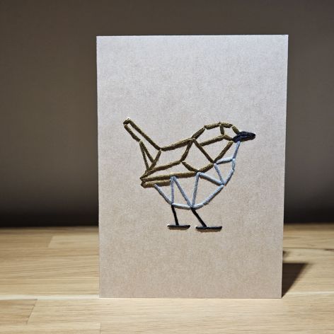 Kartka okolicznościowa - haftowana - ptak