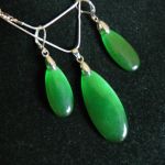 Kwarc kocie oko, duże łezki w srebrze, elegancki zestaw biżuterii - 