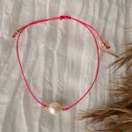 Relva czerwona bransoletka z perłą - CZerwony sznureczek