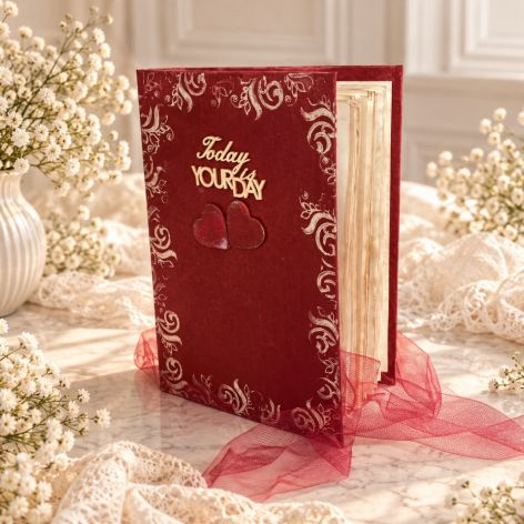 Czerwony pamiętnik handmade „Today Your Day”  Wyjątkowy prezent pełen wspomnień