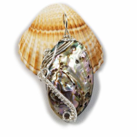 Srebrny wisior z muszlą abalone dwustronny