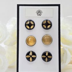 Zestaw 3 par kolczyków na sztyfcie, Black & Gold