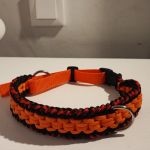 Obroża dla psa Paracord Handmade 50-60 cm XL pomarańczowo-czerwono-czarna - Góra i przód