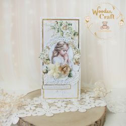 Kartka komunijna pamiątka "BeigeRoses1"GOTOWA Kartka komunijna pamiątka "BeigeRoses1"GOTOWA
