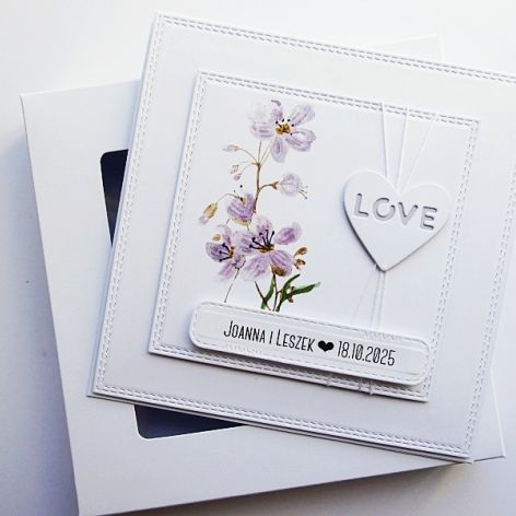 Kartka ślubna w bieli minimalistyczna na ślub