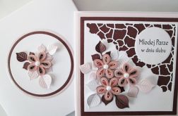 Kartka W DNIU ŚLUBU łososiowo-brązowa