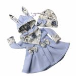 Komplet płaszczyk z uszkami czapka chustka błękit r.128/134 - 
