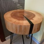 Stolik kawowy plaster drewna jesion żywica - 