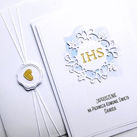 Zaproszenie komunijne skromne ręcznie robione