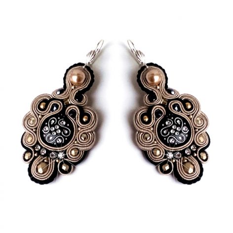 Kolczyki Beżowe z Czarnym