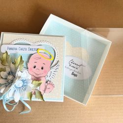 042,Kartka w pudełku na chrzest w pudełku z torebką